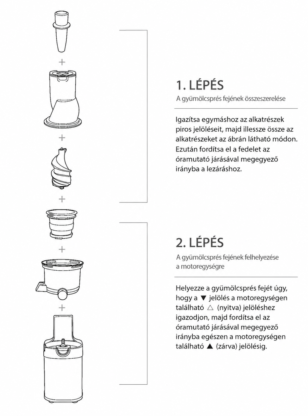 Step-by-step instructions for using a kuvings cs700 juicer on a white background